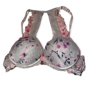 victoria’s secret pink & blue floral lace bralette
